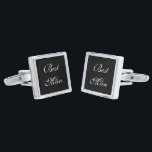 Best Man Cufflinks<br><div class="desc">Best Man cufflinks shown in silver plated and black onyx colour with white text. Customise this item and choose from more colours and styles or buy as is.</div>