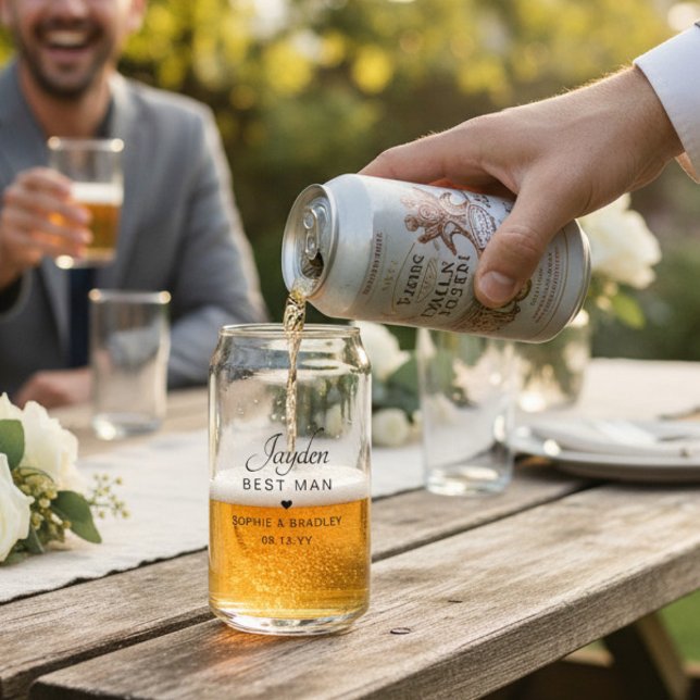 Best Man Custom Personalised Names Wedding Party Can Glass (Creator Uploaded)
