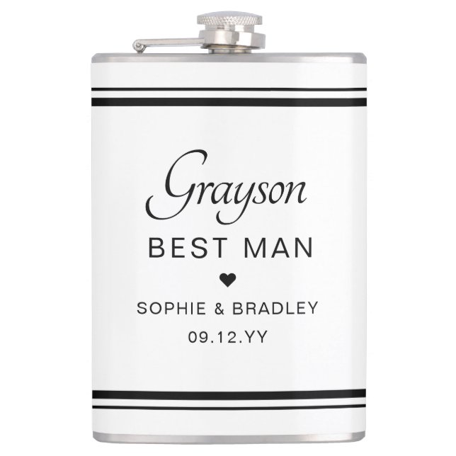 Best Man Custom Personalised Wedding Party  Hip Flask (Front)