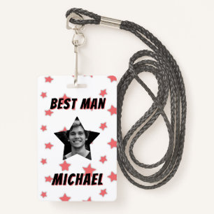 Best Man Custom Photo in Star Wedding ID Badge