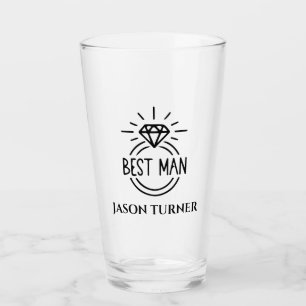Best man custom typography wedding glass
