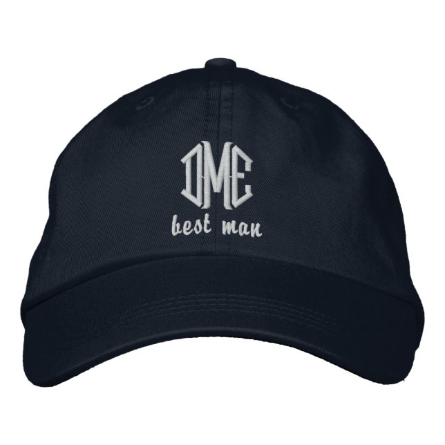 Best Man Custom Wedding Monogram Baseball Cap (Front)
