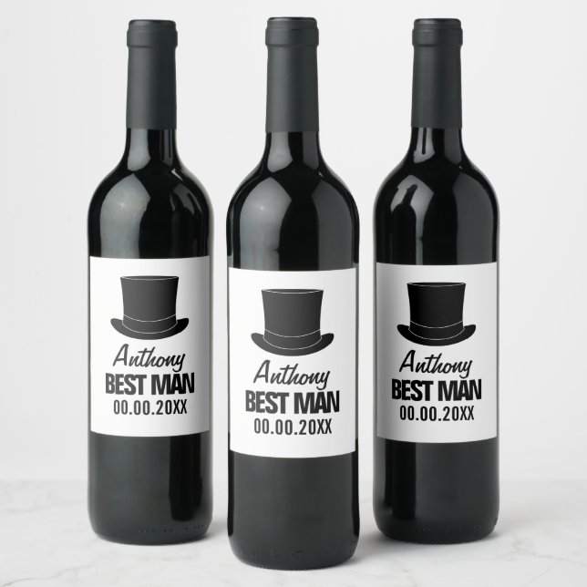 Best Man custom wine labels for wedding favours (Bottles)