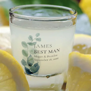 Best Man Eucalyptus Greenery Wedding Custom Shot G Glass
