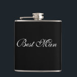 Best Man Flask<br><div class="desc">Flask for the best man is shown in Black with White text. 
Customise this item or buy as is.</div>
