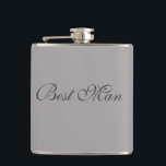 Best Man Flask<br><div class="desc">Flask for the best man is shown in grey tone colours.
Customise this item or buy as is.</div>