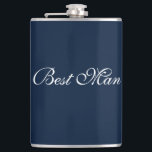 Best Man Flask<br><div class="desc">Flask for the best man is shown in navy blue and white. 
Customise this item or buy as is.</div>