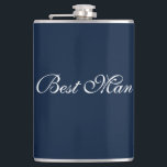 Best Man Flask<br><div class="desc">Flask for the best man is shown in navy blue and white.
Customise this item or buy as is.</div>