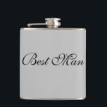 Best Man Flask<br><div class="desc">Flask for the best man is shown in a grey colour with black text. 
Customise this item or buy as is.</div>