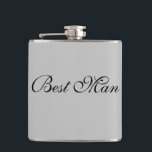 Best Man Flask<br><div class="desc">Flask for the best man is shown in a grey colour with black text.
Customise this item or buy as is.</div>