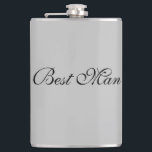 Best Man Flask<br><div class="desc">Flask for the best man is shown in a grey colour with black text.
Customise this item or buy as is.</div>