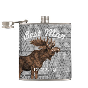 Best Man Flask Vintage Moose