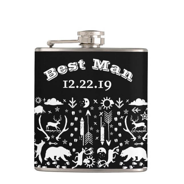 Best Man Flask Vintage Moose (Front)
