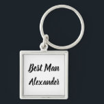 Best Man Gift Custom Name Gifts Wedding  Keychain<br><div class="desc">Beautiful calligraphy,  black and white Best Man keychain. Perfect for Wedding favours.</div>