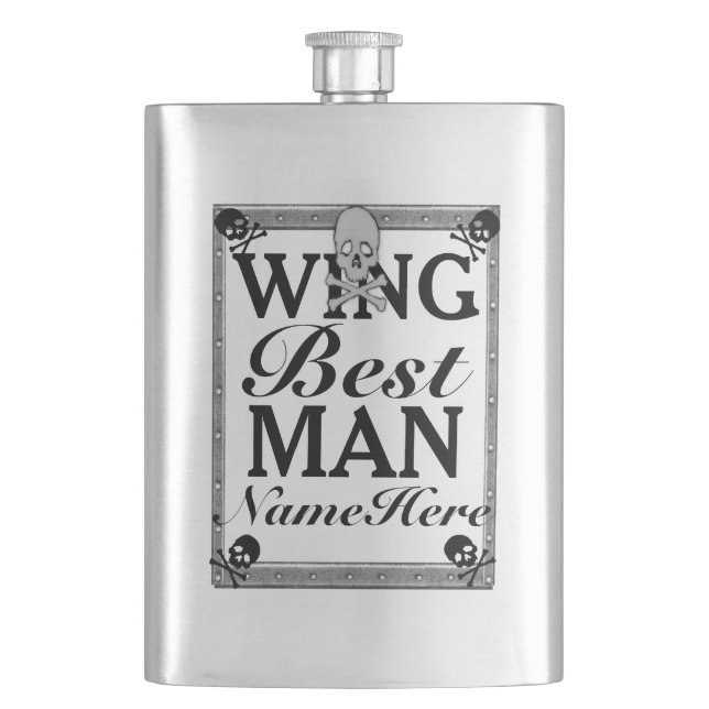 Best Man Gift Flask! From Groom! Add Name! Hip Flask (Front)