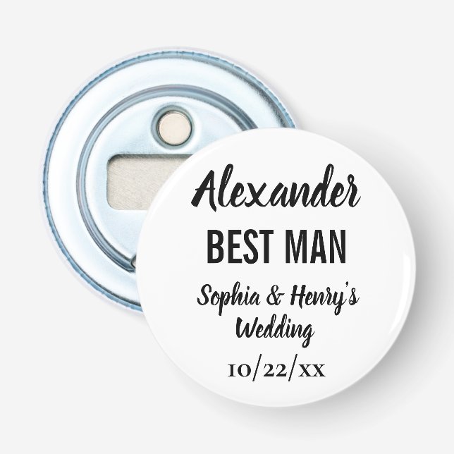 Best Man Gift Modern Bachelor Party Wedding Bottle Opener (Front)