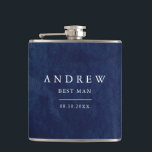 Best Man Gift Watercolor Dark Blue Wedding Flask<br><div class="desc">Dark blue watercolor wedding flask with beautifully painted watercolor greenery. Fully customisable!</div>