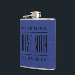 Best Man Gifts-Blue Faux Leather Hip Flask<br><div class="desc">Elegant groomsman. and best man wedding gifts template. Blue vintage faux leather texture (image of leather printed on flask).</div>