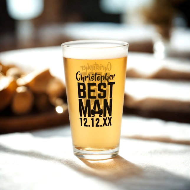 Best Man Glass Tumbler (For the Best Man in your wedding party. Just add his name and your wedding date)