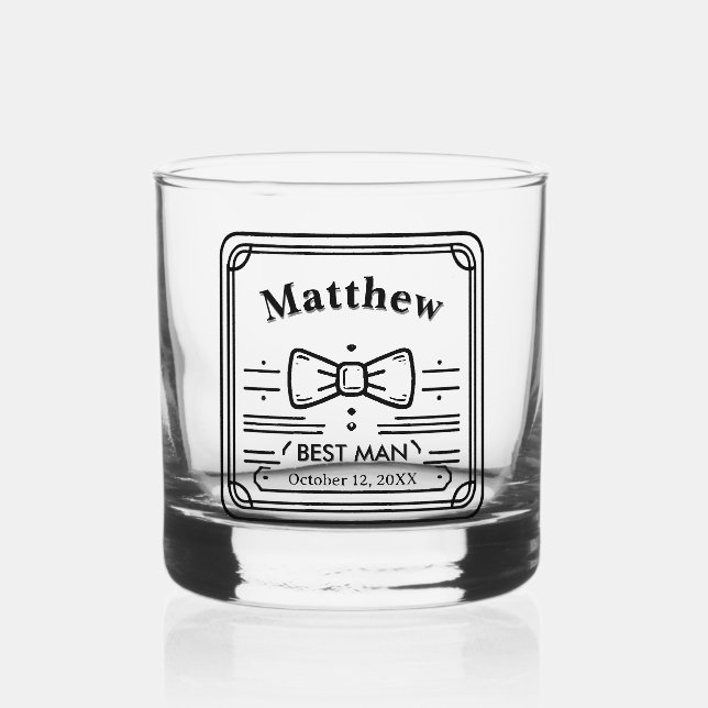 Best Man Groomsman Custom Whiskey Glass (Front)