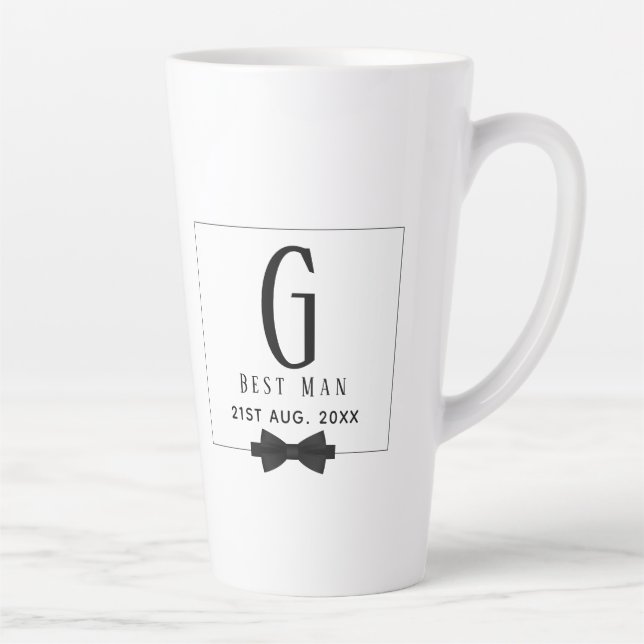 Best Man Groomsman Monogrammed Bow Tie Thank You Latte Mug (Right)