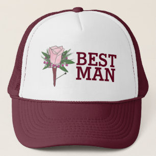 Best Man Groomsmen Wedding Boutonniere Rose Hat