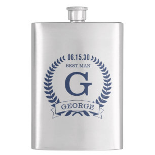 Best Man Initials Hip Flask