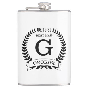 Best Man Initials Hip Flask