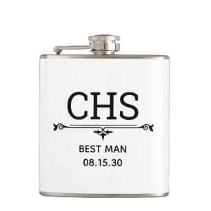 Best Man Initials Hip Flask