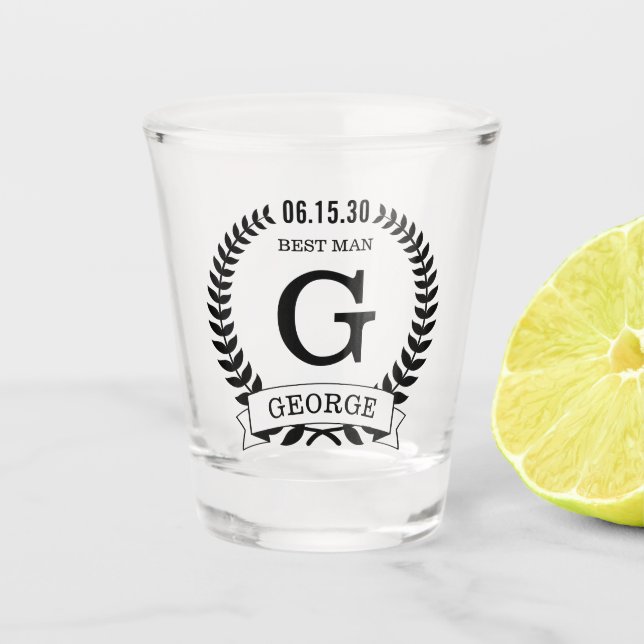 Best Man Initials Shot Glass (Front)