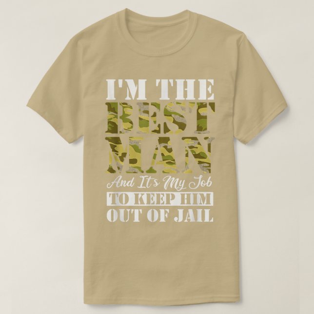 Best man jail bachelorette party camouflage army v T-Shirt (Design Front)