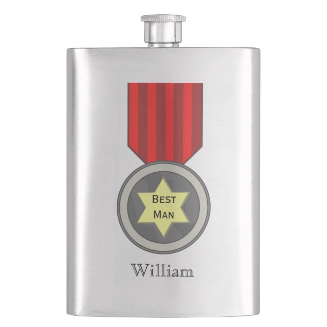 Best Man Medal Custom Flask (Front)