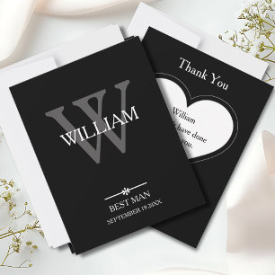 Best Man Monogram + Name Classic Script Cool  Thank You Card