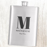 Best Man Monogram Name Hip Flask<br><div class="desc">Modern typography minimalist monogram name design which can be changed to personalise. Perfect for thanking your Best Man or Groomsman for all their help and support in making your wedding amazing.</div>