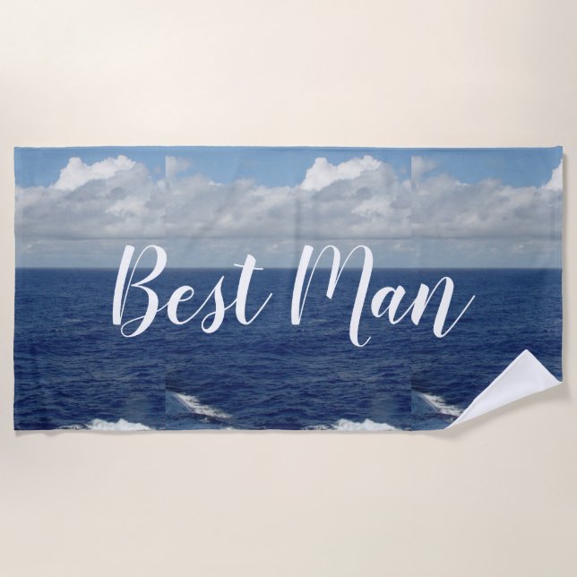 Best Man Ocean Waves Beach Towel (Front)