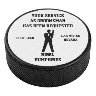 Best Man or Groomsman Hockey Puck Invite