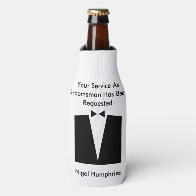 Best Man or Groomsman Invite Bottle Cooler (Bottle Front)