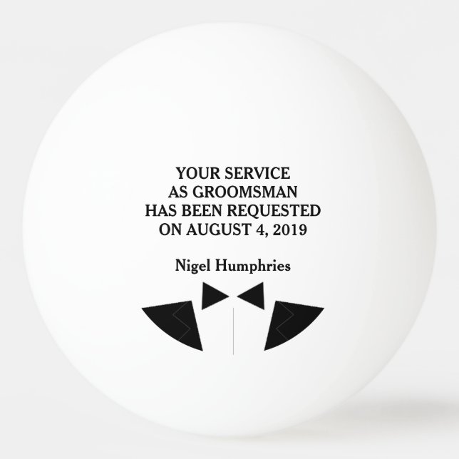 Best Man or Groomsman Invite Ping Pong Ball (Front)