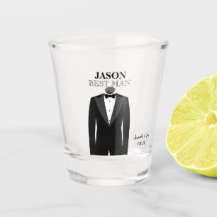 Best Man or Groomsman Wedding Black Tie Tuxedo Shot Glass