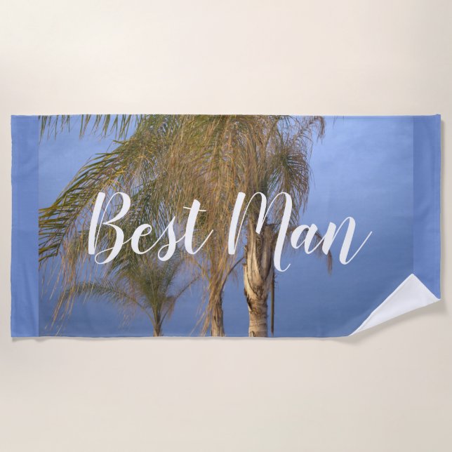 Best Man Palm Trees Beach Towel (Front)