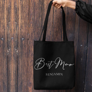 Best Man Personalised Chic Minimalist Wedding Tote Bag