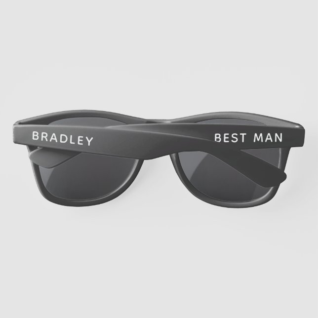 Best Man Personalised Name Modern Wedding Party Sunglasses (Back)