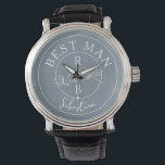 Best Man Personalised Watch<br><div class="desc">Contemporary,  modern,  simple,  unique dusty blue personalised Best Man gift with monogram - initials,  name and trendy handwritten calligraphy script.</div>