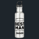 Best Man personalized groomsman gift 710 Ml Water Bottle<br><div class="desc">Best Man personalized groomsman gift stainless steel water bottle. Modern bold typography template design. Add your own custom date and name. Personalized gift for guys. Make your own unique present for best friend,  brother,  cousin,  family member etc. Printed design. Fun gift ideas for proposal or request.</div>