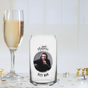 Best man photo bachelor party can glass