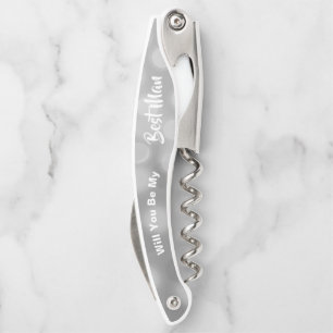 Best Man Proposal Sparkly Silver Personalised  Corkscrew