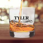 Best Man Proposal Stylish Personalised Name Whiskey Glass<br><div class="desc">Looking for a unique way to ask your friend to be your best man? Check out our personalised whiskey glasses! Add name, date and role to create a truly special gift. Our stylish, classic and modern design is perfect for any wedding theme. These glasses make a great addition to any...</div>