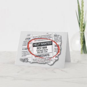 Best Man Request Want Ad Card