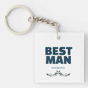 Best Man Rustic Black Wedding Monogram Key Ring