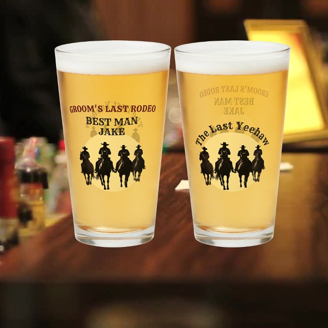 Best Man’s Last Rodeo Cowboy Sunset Party Drinking Glass (Best Man’s Last Rodeo Cowboy Sunset Party Drinking Glass)